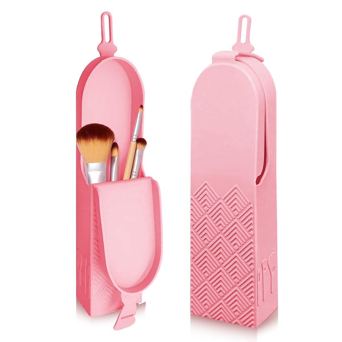 MAYCREATE Silicone Makeup Brush Holder, 2 in 1 Travel Makeup Brushes Organizer with Cleaning Bristle, Large Capacity Portable Cosmetic Brush Case for Daily, Work or Gift MAYCREATE Silicone Makeup Brush Holder, 2 in 1 Travel Makeup Brushes Organizer with Cleaning Bristle, Large Capacity Portable Cosmetic Brush Case for Daily, Work or Gift